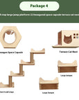 Cat climbing frame wall-mounted solid wood wall-mounted cat nest cat tree integrated cat climber space capsule non-occupied Wall-mounted cat climbing column