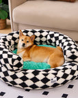 Classic Argyle Washable Bolster Donut Dog Bed - Cozy Haven