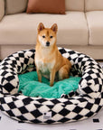 Classic Argyle Washable Bolster Donut Dog Bed - Cozy Haven