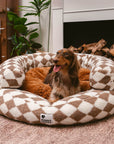 Classic Argyle Washable Bolster Donut Dog Bed - Cozy Haven
