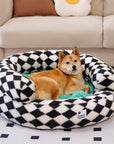 Classic Argyle Washable Bolster Donut Dog Bed - Cozy Haven
