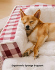 Classic Plaid Ergonomic Calming Dog Bed - Expandable&Washable