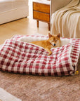 Classic Plaid Ergonomic Calming Dog Bed - Expandable&Washable