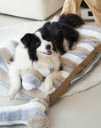 Deluxe Striped Plush Calming Bed Dog Bed with Pillow