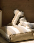 Deluxe Striped Plush Calming Bed Dog Bed with Pillow