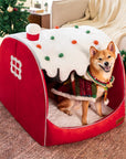 Festive Snow House Orthopedic Dog Bed - Christmas Warmth