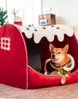 Festive Snow House Orthopedic Dog Bed - Christmas Warmth