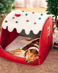 Festive Snow House Orthopedic Dog Bed - Christmas Warmth