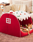 Festive Snow House Orthopedic Dog Bed - Christmas Warmth
