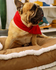 Luxurious Retro Faux Leather Deep Sleep Dog Bed with Pillow