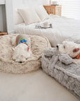 Warming Fluffy Bone Cloud Shape Calming Dog Bed