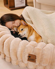Plush Fluffy Large Orthopedic Human-Dog Bolster Bed