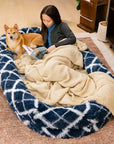 Plush Fluffy Large Orthopedic Human-Dog Bolster Bed
