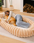Plush Fluffy Large Orthopedic Human-Dog Bolster Bed