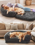 Plush Fluffy Large Orthopedic Human-Dog Bolster Bed
