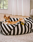 Trendy Striped Pattern Polygonal Calming Bean Bag Dog Bed