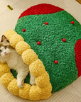 Teddy Velvet Plush Christmas Festive Funny Pet Bed