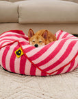 Trendy Striped Pattern Polygonal Calming Bean Bag Dog Bed