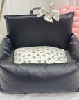 Vintage Floral Faux Leather Waterproof Anti-Scratch Puppy Dog Bed