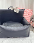 Vintage Floral Faux Leather Waterproof Anti-Scratch Puppy Dog Bed