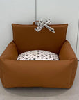Vintage Floral Faux Leather Waterproof Anti-Scratch Puppy Dog Bed