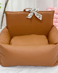 Vintage Floral Faux Leather Waterproof Anti-Scratch Puppy Dog Bed