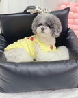 Vintage Floral Faux Leather Waterproof Anti-Scratch Puppy Dog Bed