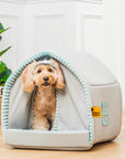 Double Curtain Pet House Enclosed Dog Bed