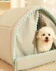 Double Curtain Pet House Enclosed Dog Bed