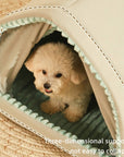 Double Curtain Pet House Enclosed Dog Bed