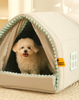 Double Curtain Pet House Enclosed Dog Bed