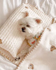Cozy Embroidered Cotton Pet Pillow Quilt Bed Set