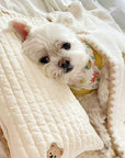 Cozy Embroidered Cotton Pet Pillow Quilt Bed Set