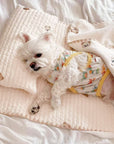 Cozy Embroidered Cotton Pet Pillow Quilt Bed Set