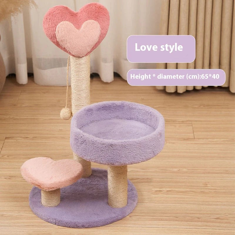 Cat climbing frame cat climber cat nest cat tree integrated cat teaser toy small cat supplies cat tower scratching pole four seasons joint Yan