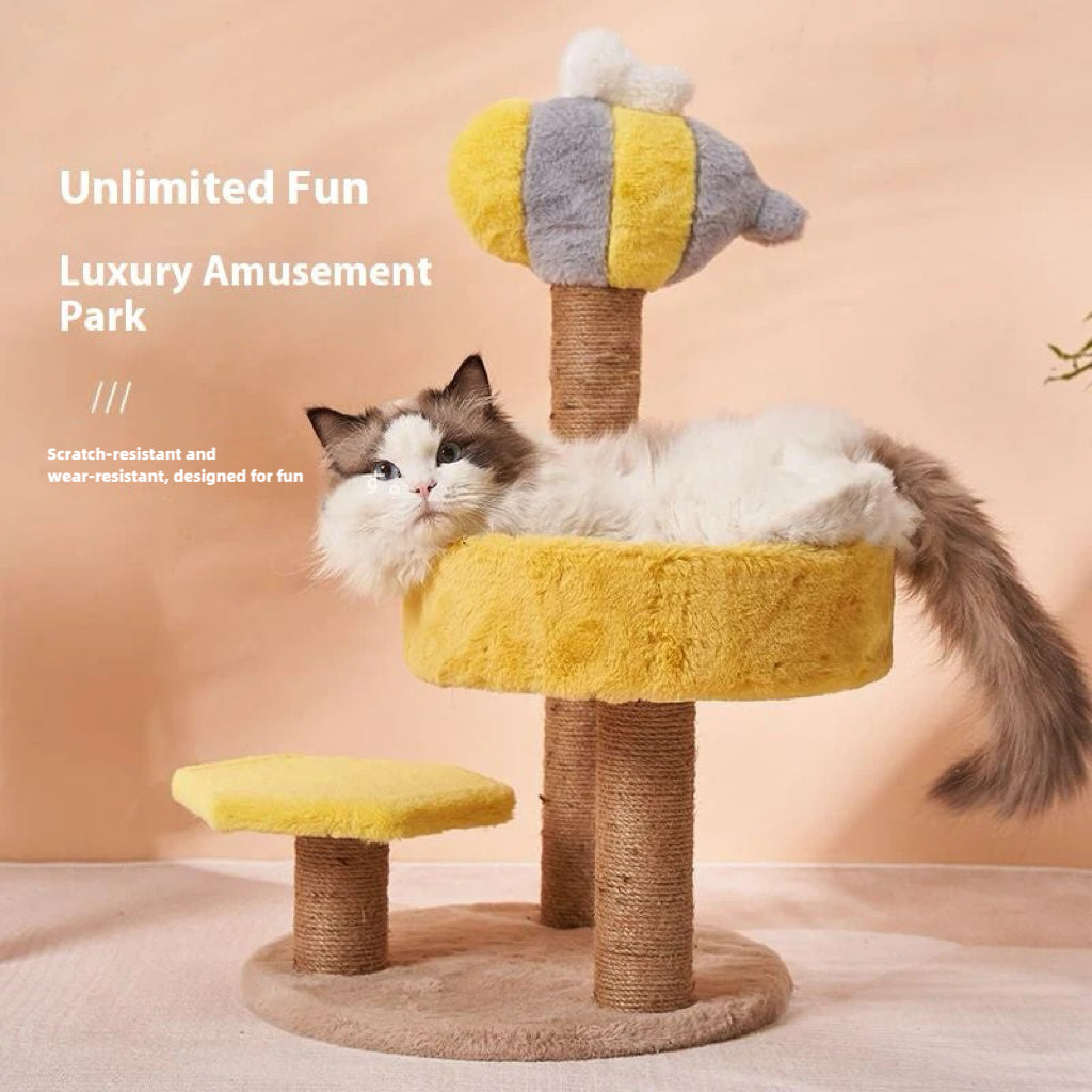 Cat climbing frame cat climber cat nest cat tree integrated cat teaser toy small cat supplies cat tower scratching pole four seasons joint Yan