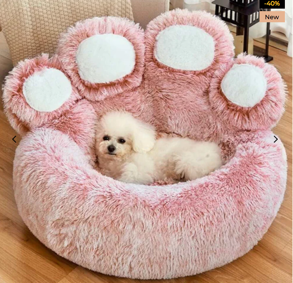 Large Round Dog Bed - Fuzzy Paw - Pawhearth