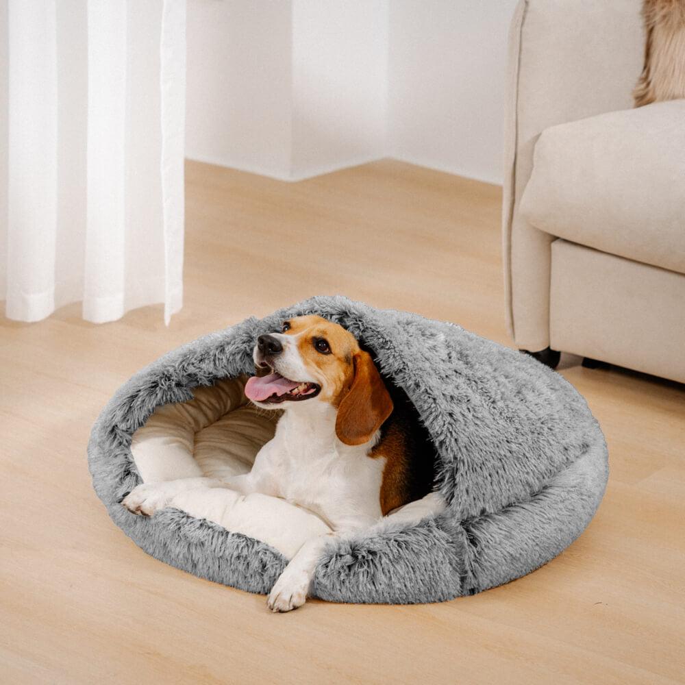 Calming Plush Semi-Enclosed Pet Nest Pita Bed For Dogs - Pawhearth