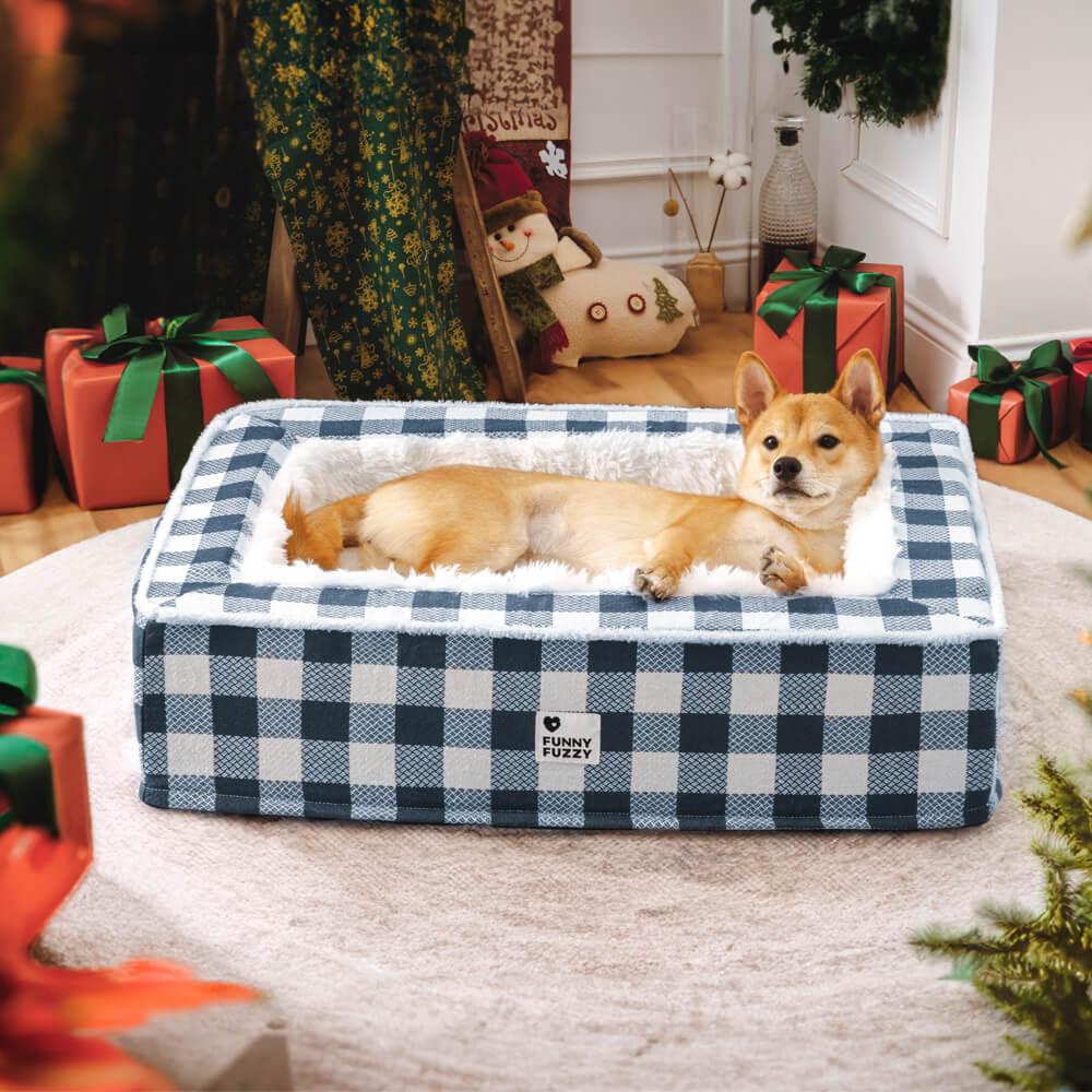 Festive Classic Tartan Cozy Dog Anti-Anxiety Calming Bed - Pawhearth