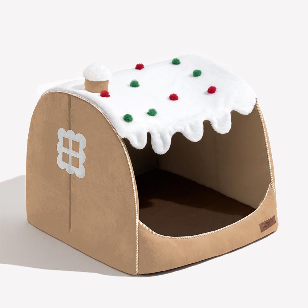 Festive Snow House Orthopedic Dog Bed - Christmas Warmth - Pawhearth