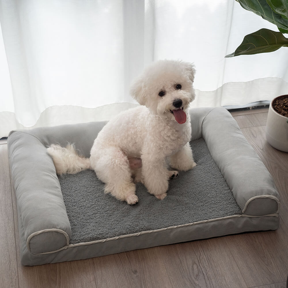Faux Fleece & Suede Full Support Orthopedic Dog Bed - Pawhearth