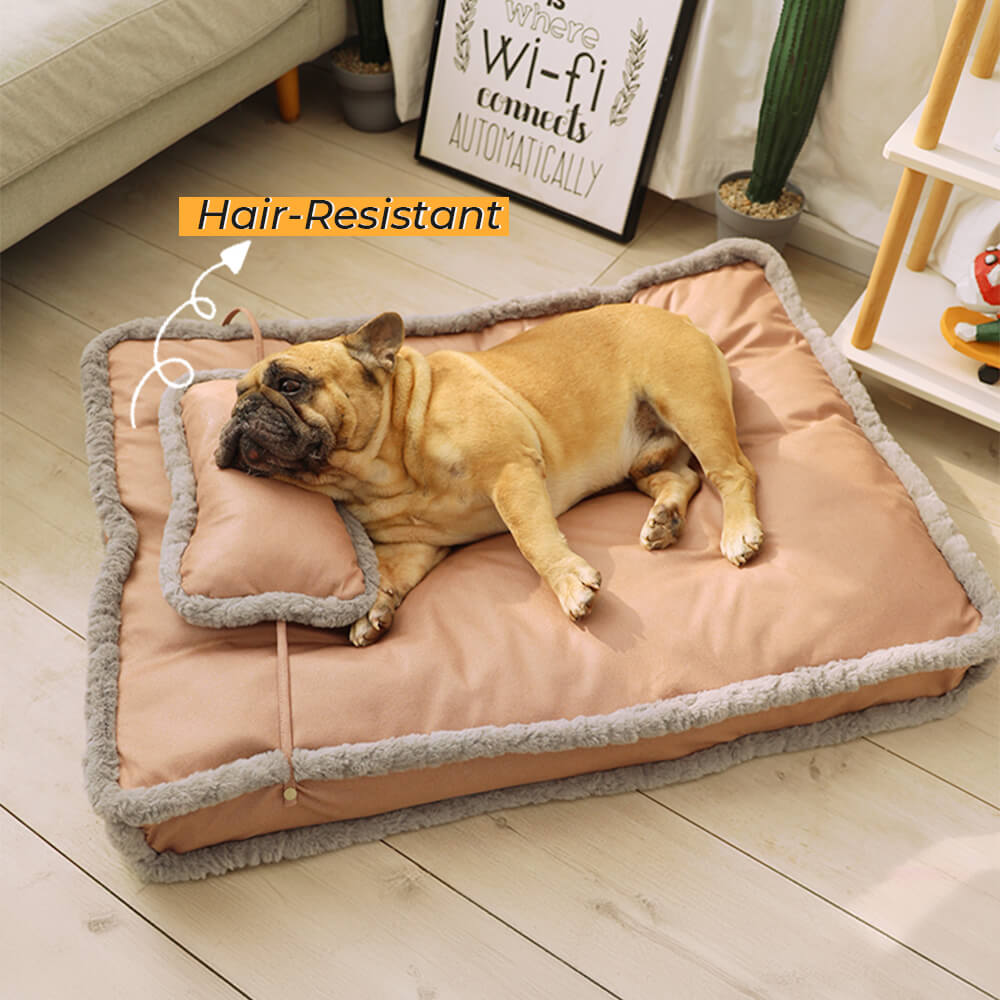 Luxurious Retro Faux Leather Deep Sleep Dog Bed with Pillow - Pawhearth
