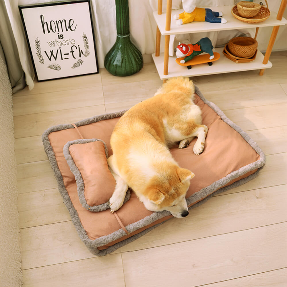 Luxurious Retro Faux Leather Deep Sleep Dog Bed with Pillow - Pawhearth