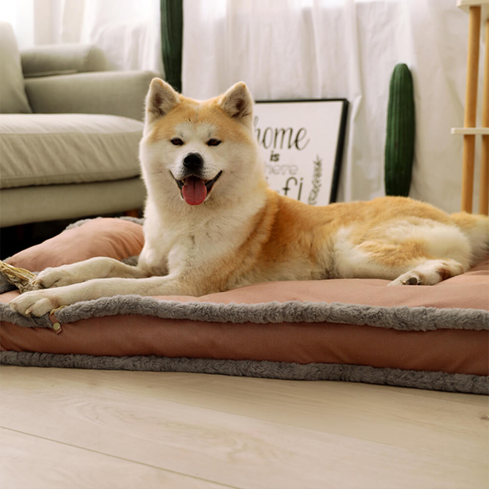 Luxurious Retro Faux Leather Deep Sleep Dog Bed with Pillow - Pawhearth