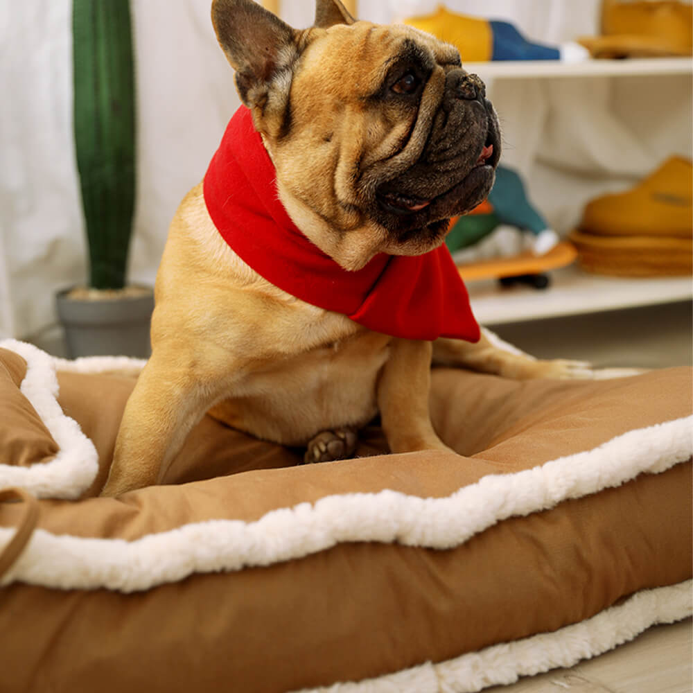 Luxurious Retro Faux Leather Deep Sleep Dog Bed with Pillow - Pawhearth