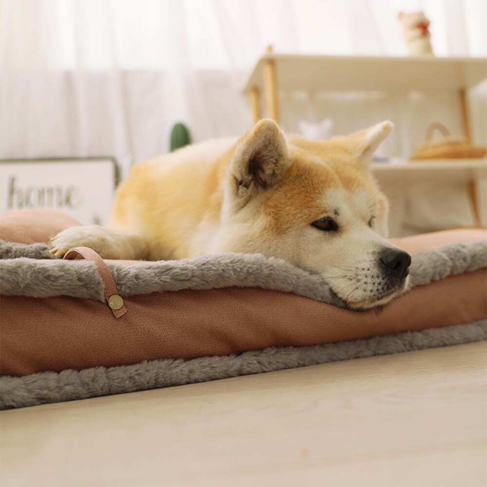 Luxurious Retro Faux Leather Deep Sleep Dog Bed with Pillow - Pawhearth