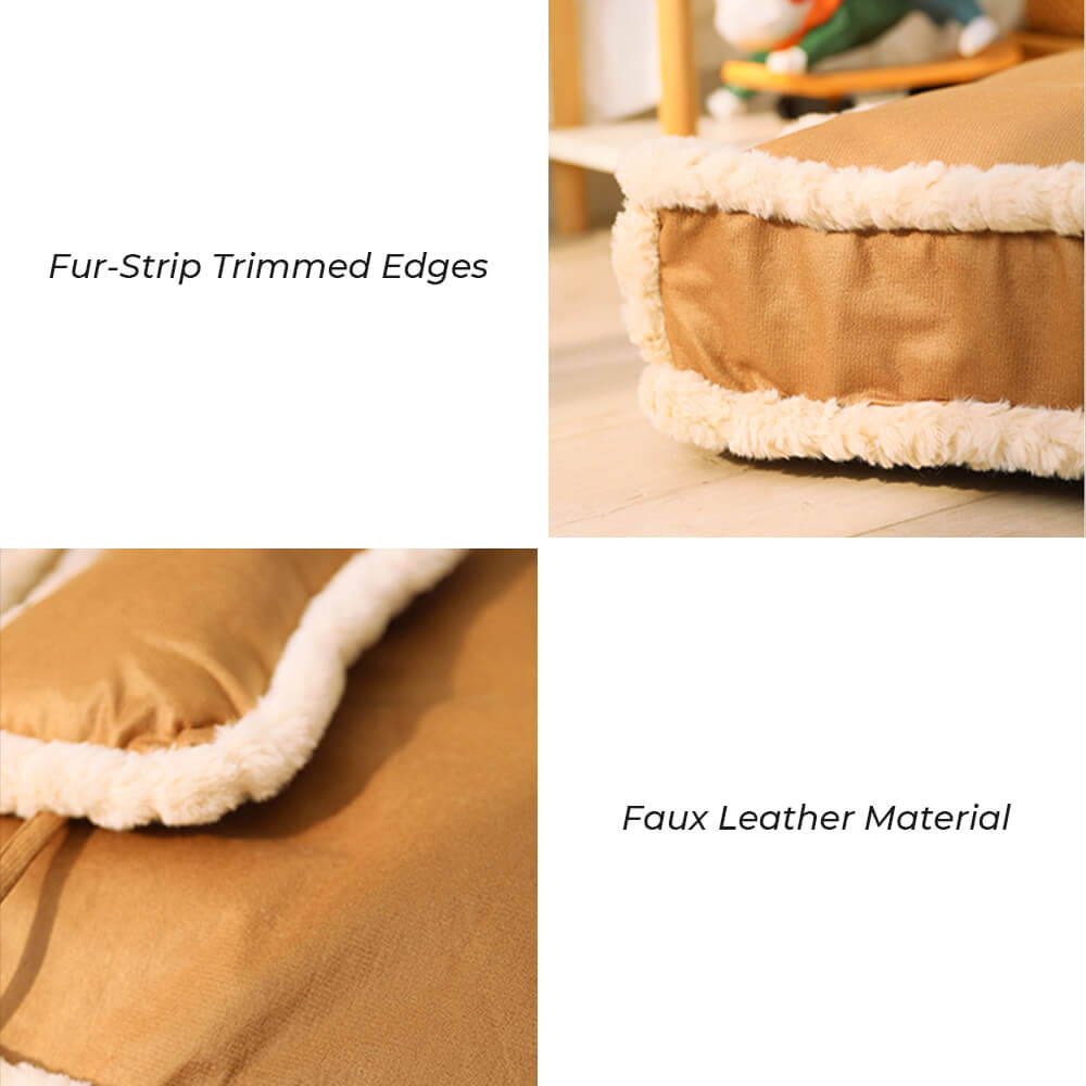 Luxurious Retro Faux Leather Deep Sleep Dog Bed with Pillow - Pawhearth