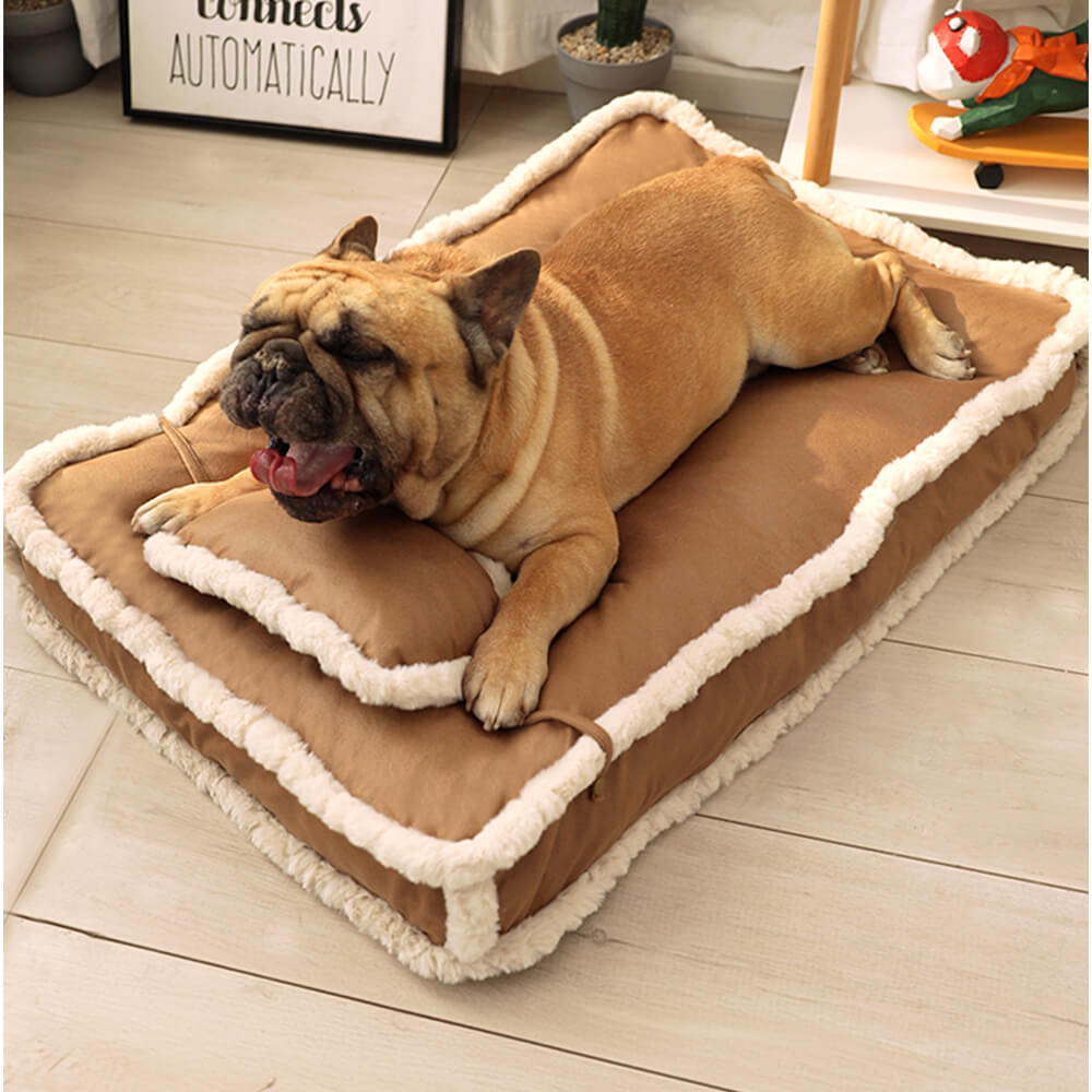 Luxurious Retro Faux Leather Deep Sleep Dog Bed with Pillow - Pawhearth