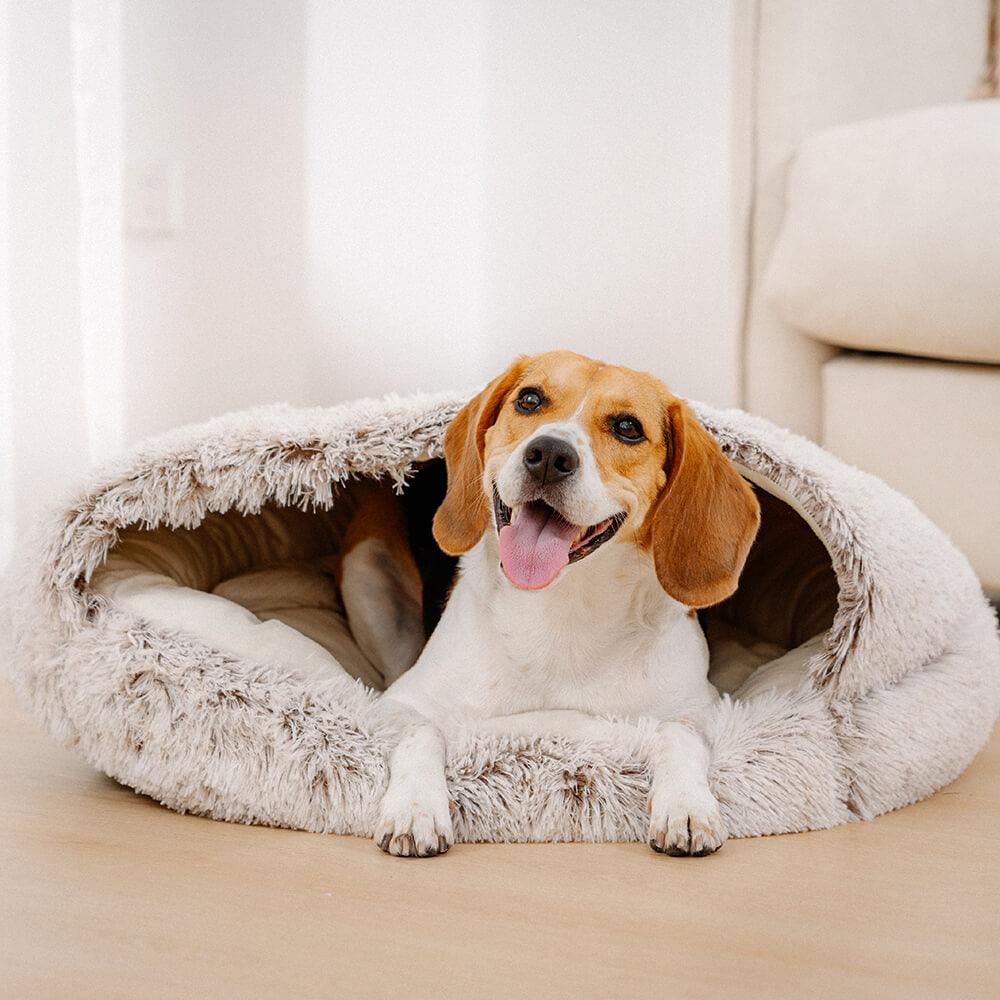 Calming Plush Semi-Enclosed Pet Nest Pita Bed For Dogs - Pawhearth