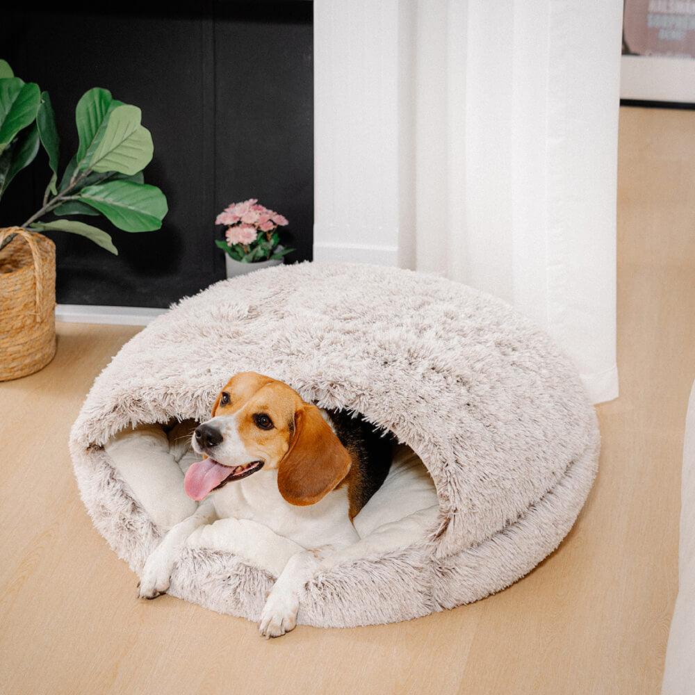Calming Plush Semi-Enclosed Pet Nest Pita Bed For Dogs - Pawhearth